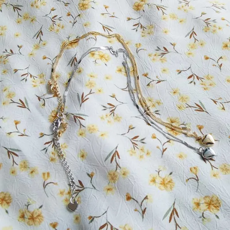 Collana con ciondolo a forma di cuore piccolo per donna, regalo, collane girocollo bohemien in metallo lucido e semplice, a catena corta, gioielli di tendenza_voghion.com