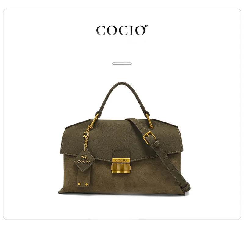Designer Shoulder Bag With Lock Buckle Matte Leather Crossbody_voghion.com