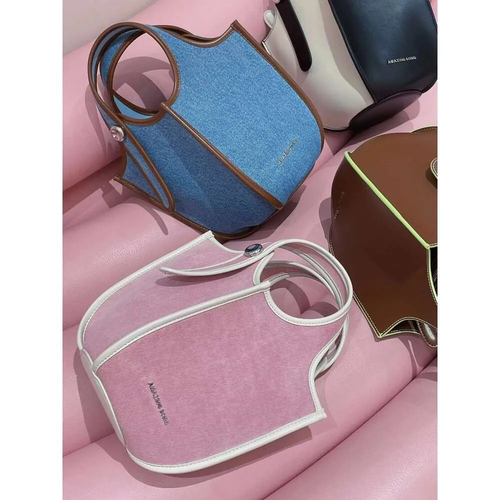 Fruit Blue New AS Commuter Versatile Fashion Denim Crossbody Bucket Vegetable Basket Bag Women_voghion.com