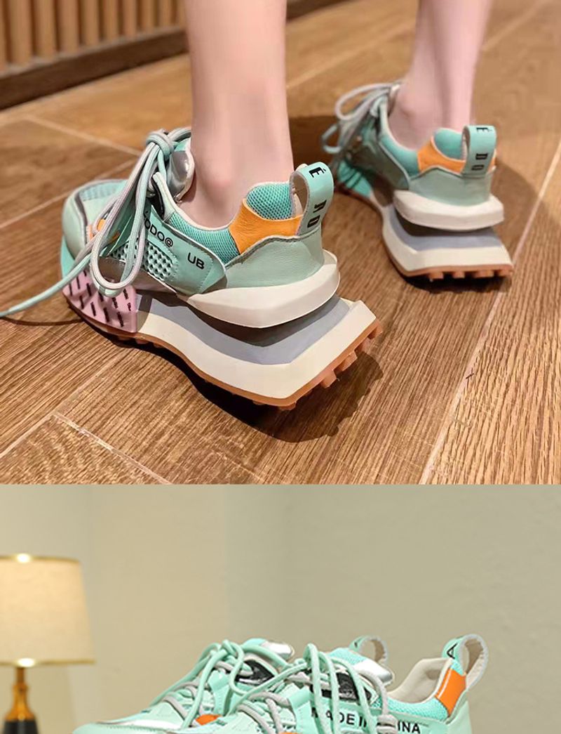 Stivali alla moda in mesh traspirante color block, nuovi stivali da donna casual con soletta rialzata e tacco alto_voghion.com