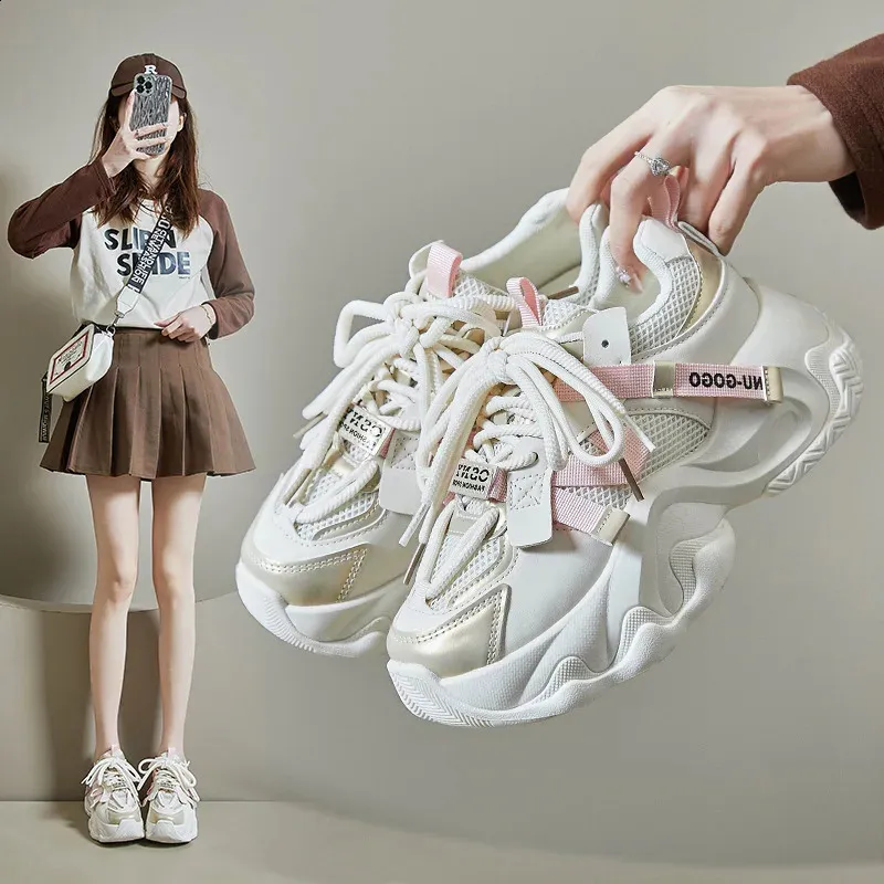 Womens Thick Sole Chunky Sneakers Mesh Breathable Trainers Sports Running Casual Shoes atillas De Mujer 240826_voghion.com