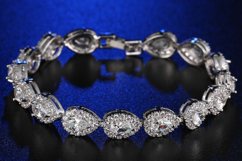 Pulseira feminina de zircônia com gota d'água e joias da moda Ruose_voghion.com