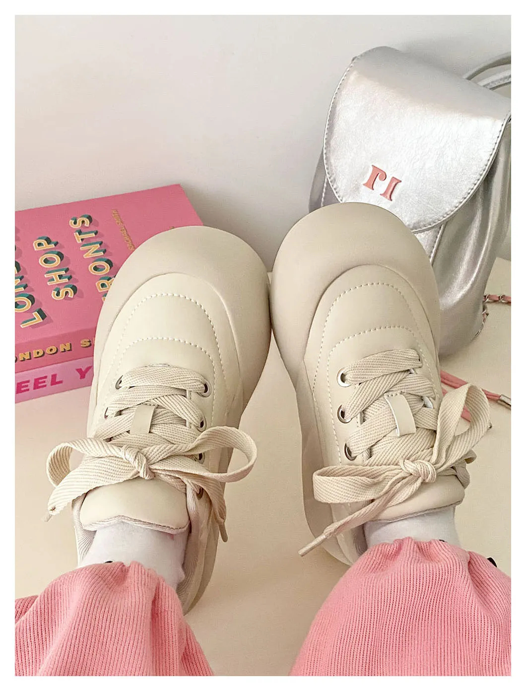 Comfortable Breathable Mesh Running Shoes With Thick Sole Platform_voghion.com