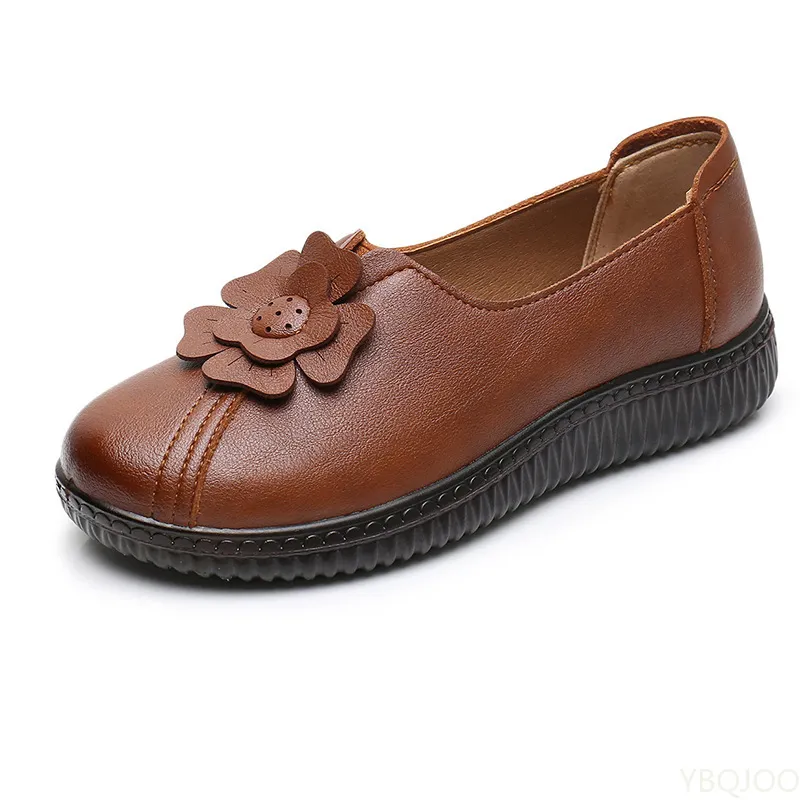 2022 Retro Loafers Frauen Wohnungen Slip auf Frau Frühling Herbst Flach Weiche Mama Casual Schuhe Schwarz_voghion.com