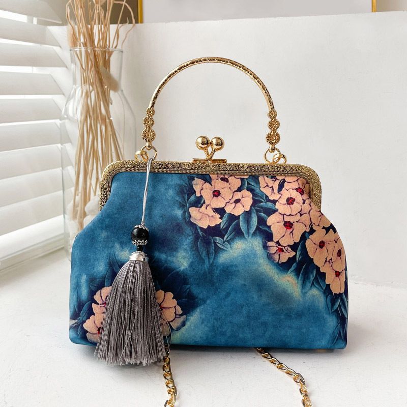 Borsa a mano con clip retrò elegante da donna in cheongsam stampato in stile cinese, classica, antica, piccola, da portare a mano, per la mamma_voghion.com