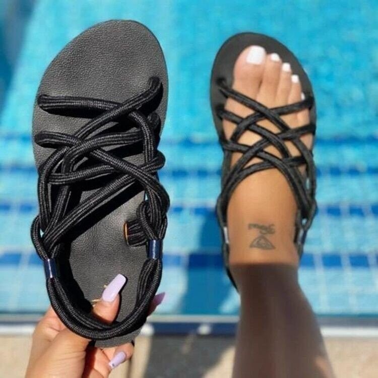 Sommer neue große größe komfort flache sandalen hanf seil_voghion.com