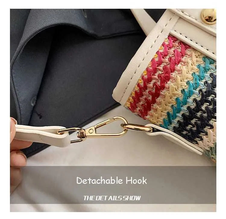 Borsa a secchiello intrecciata alla moda da donna, estiva, carina, piccola, con toppa in PU, con manico, a tracolla, design alla moda, per pendolari e viaggiatori_voghion.com