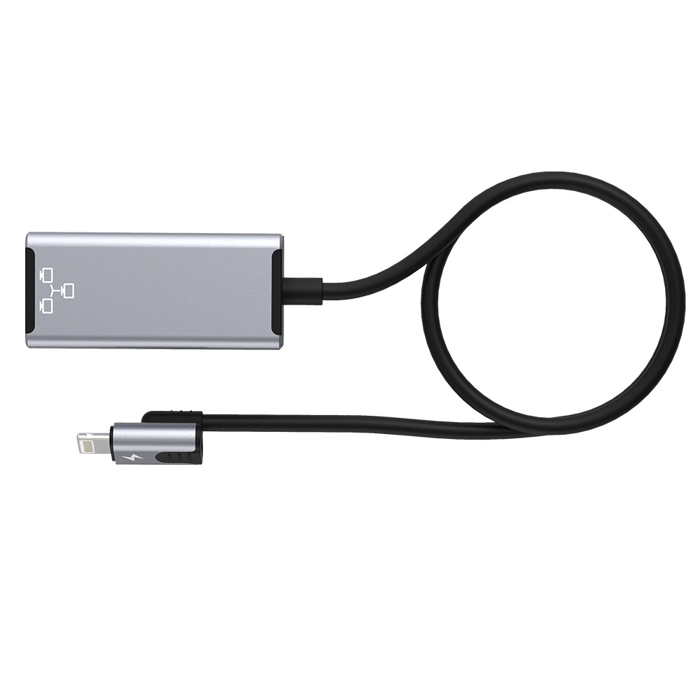 Ethernet-Adapter 8-polig auf RJ45 PD20W, Ladefunktion für externe 100-Mbit/s-Netzwerkkarte, Plug-and-Play-Gehäuse aus Aluminiumlegierung für iPhone/iPad_voghion.com