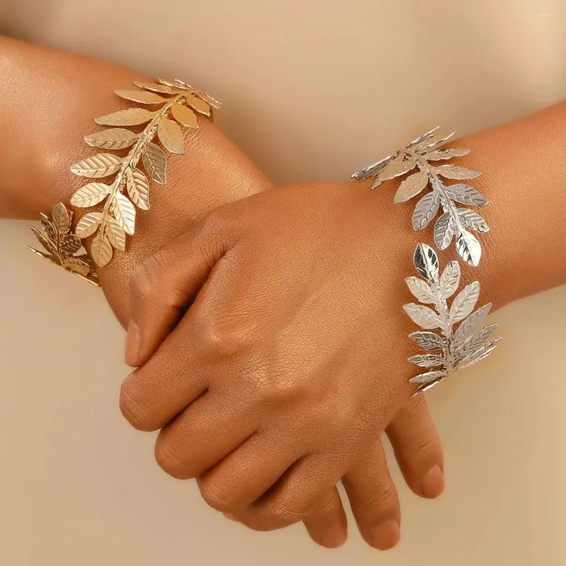 Vintage Leaf Bangle Bracelet For Women And Men Creative Jewelry_voghion.com