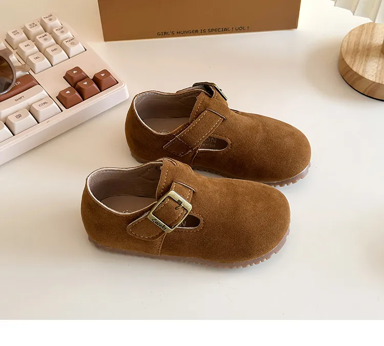 Børnesko med spænde og afslappet komfort, bløde og flade sko, unisex, forår, fritid, fleksible, små babysko_voghion.com