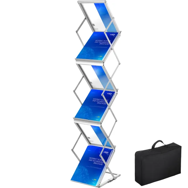 Foldable 6-pocket Pop-up Brochure Stand Double-sided Catalog Holder_voghion.com
