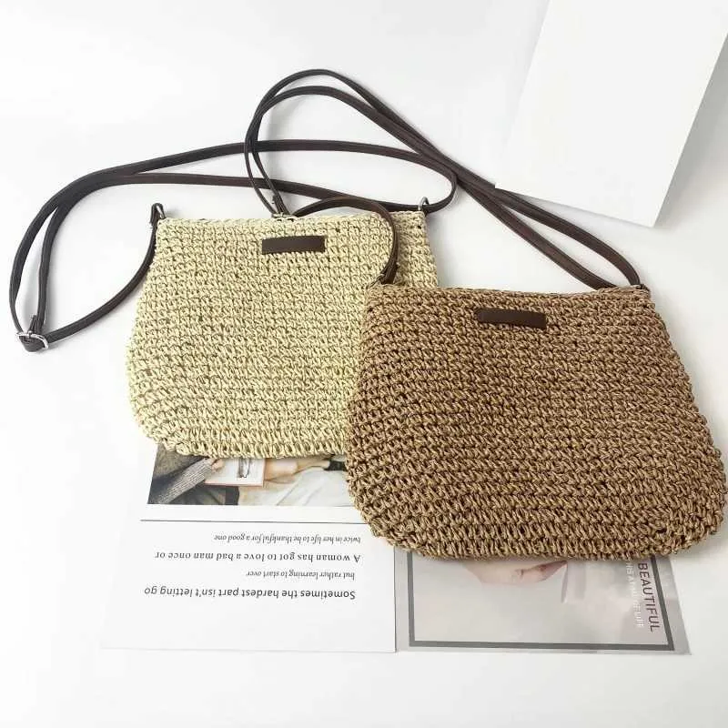 Sac à bandoulière tissé en paille pour l'été, sac à main de grande capacité pour les vacances à la plage, le shopping, les messages_voghion.com