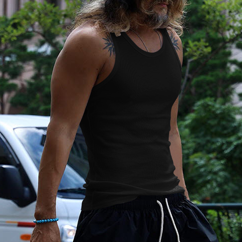 24 New American Herren Tank Top Slim Fit Freizeit Sport Herren Frühjahr/Sommer Unterteil Thread Tank Top_voghion.com