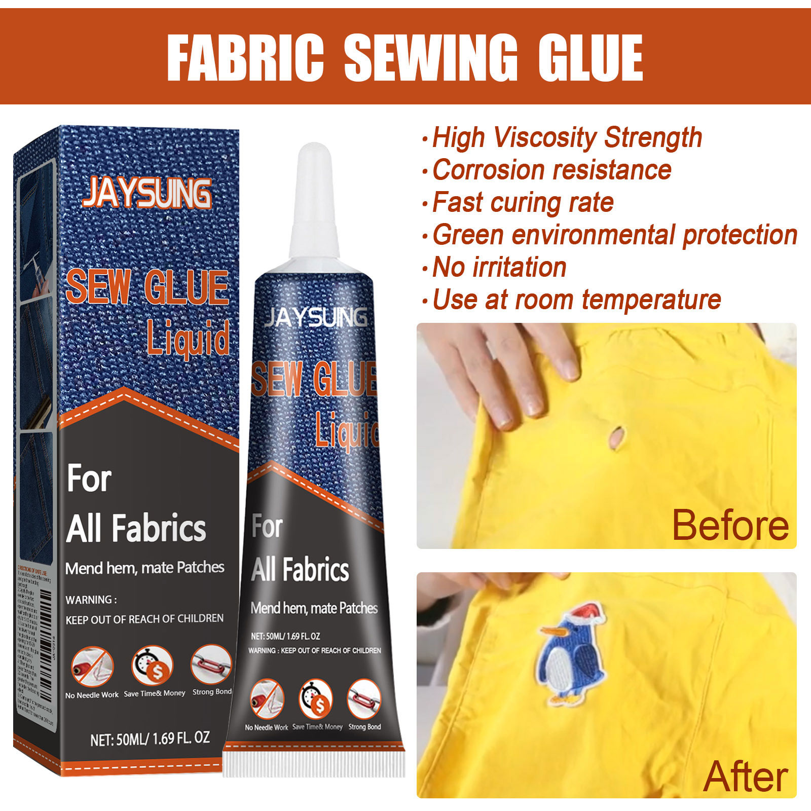 Jaysuing Fabric Sewing Glue, Sewing Fabric Glue Sofa Car Cushion Clothing Glue Fabric Glue_voghion.com
