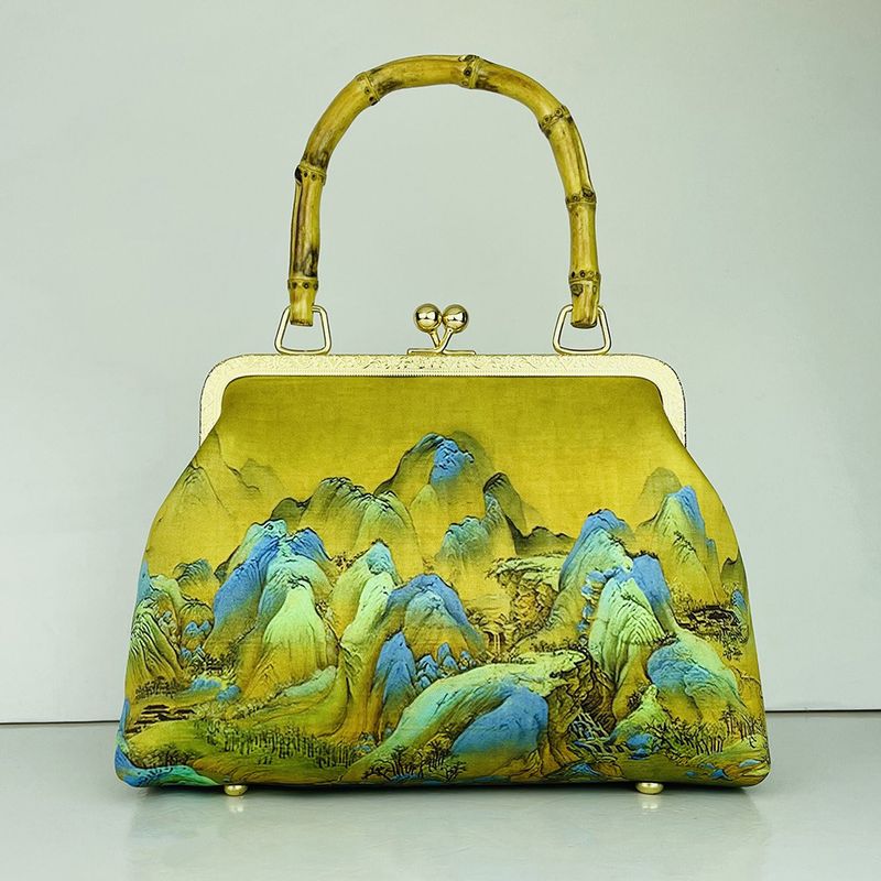 Migliaia di chilometri di campagna e montagne, borsa da donna in oro portatile con tracolla singola, versatile, in stile cinese_voghion.com