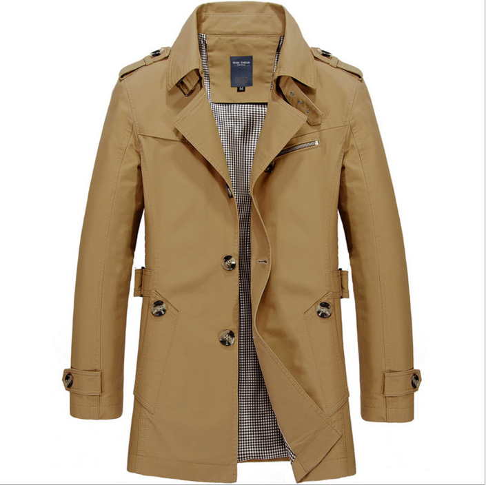 Ropa de hombre Gabardina larga de otoño e invierno para hombre Chaqueta de algodón para hombre