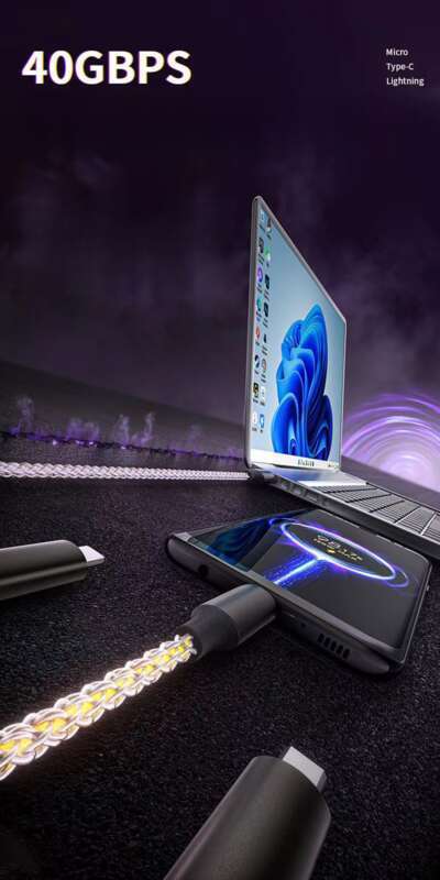 6A Super Fast PD Colorful Luminescent Data Cable Typec To Charging Wire Three In One Machine Vehicle RGB_voghion.com