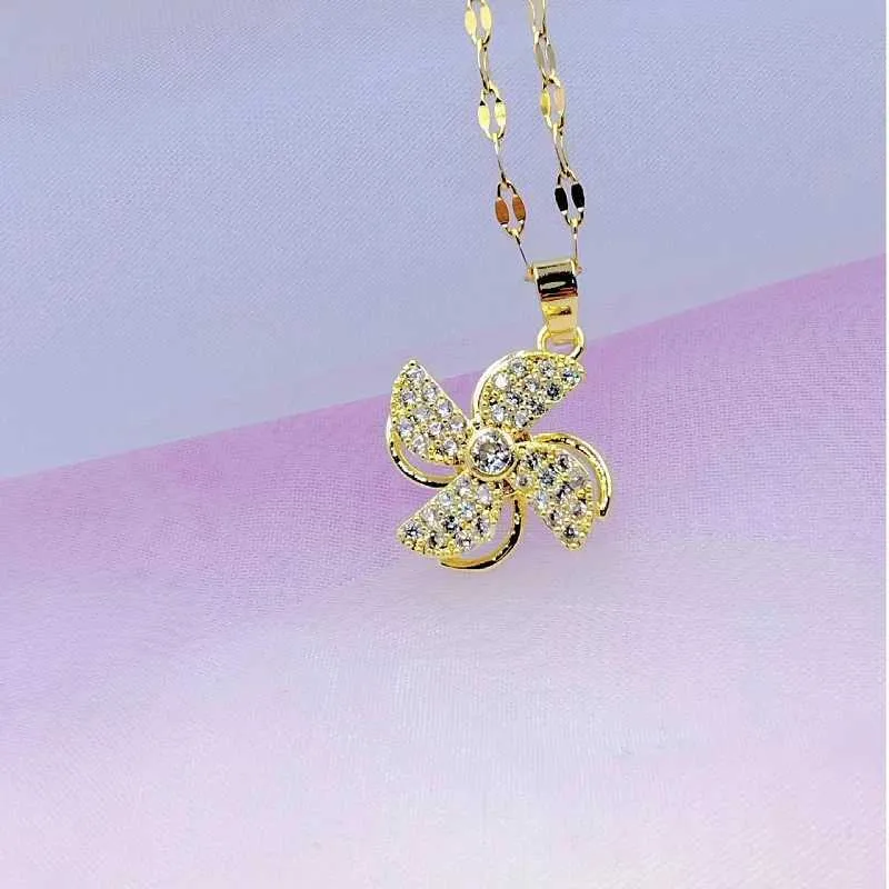 Rotatable Windmill Pendant Necklace For Women Elegant Fashion Style_voghion.com
