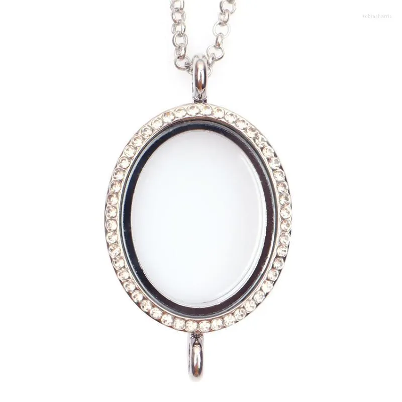 Wisiorki naszyjniki 10 sztuk/partia stop owalny pływający urok kryształki medalion magnetyczny żywy szklany naszyjnik pamięci kobiet_voghion.com