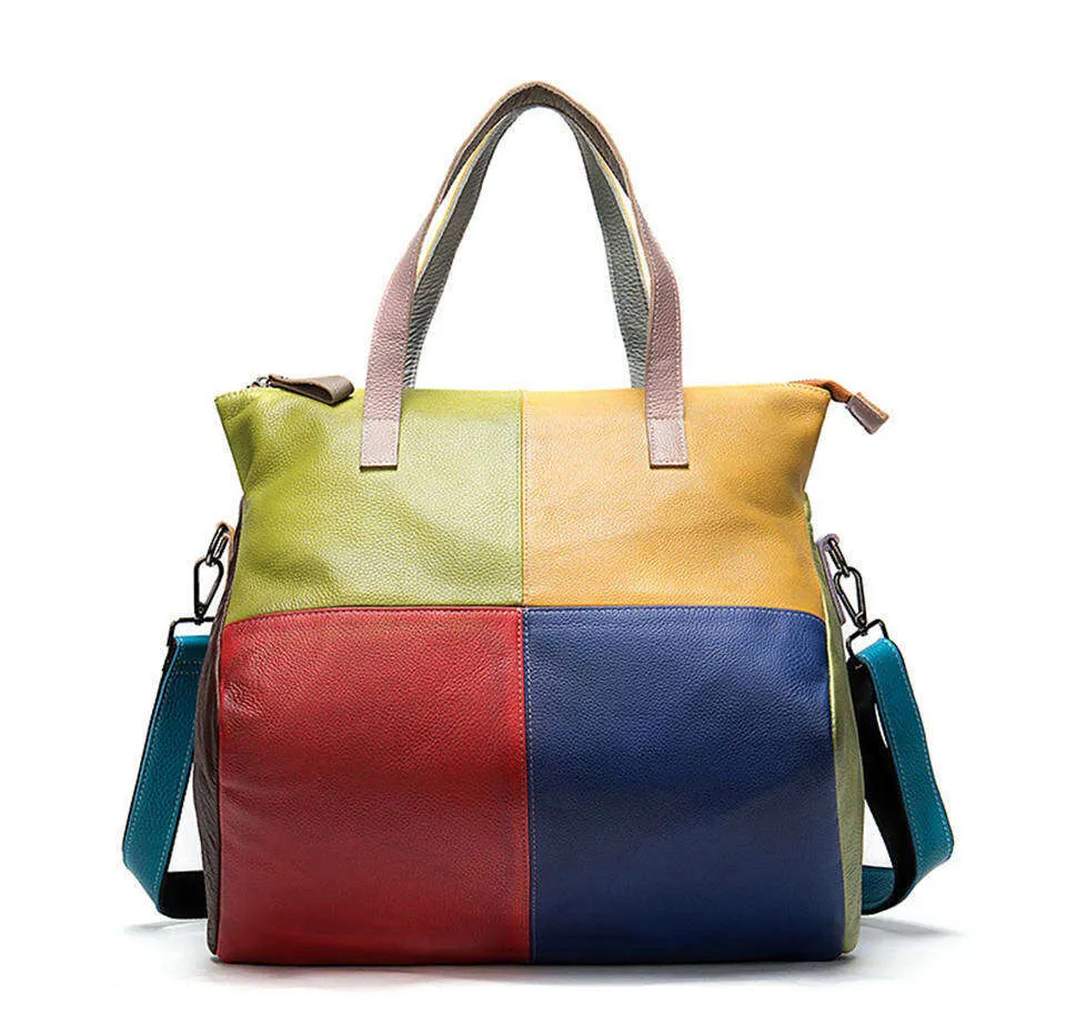 Oversized Tote Bag Genuine Leather Shoulder Bag Vintage Handbag_voghion.com