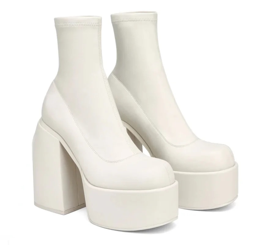 Bottes modernes femmes plate-forme ronde T botte en cuir talons épais fermeture éclair concepteur bloc talon Shs mode filles décontracté_voghion.com