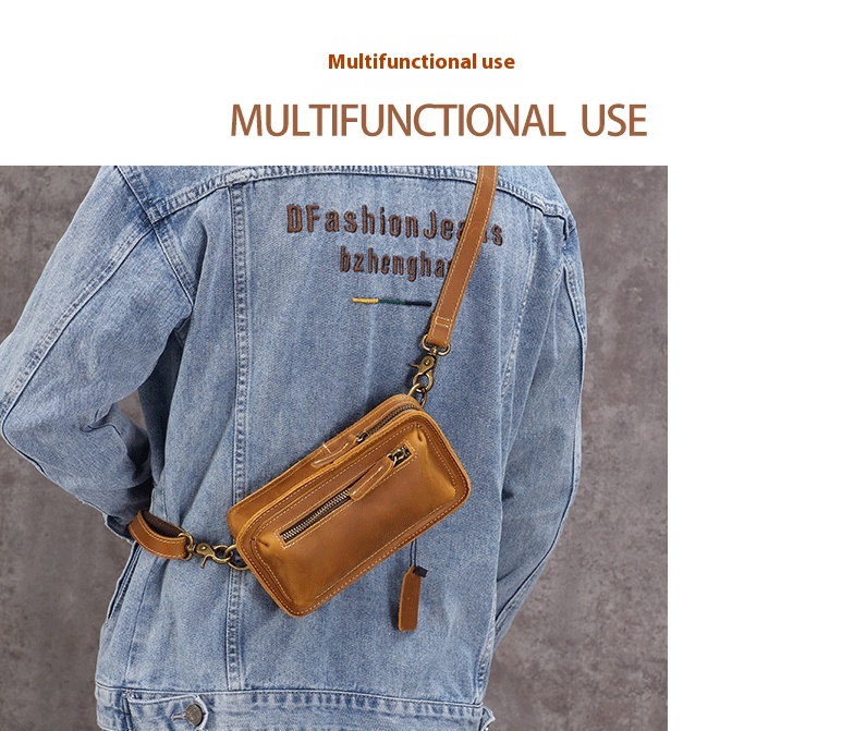 Crazy Horse ādas retro plecu soma, jauna jostas soma, vīriešu apģērba jostas mini soma, tīras govs ādas telefona soma, īstas ādas moderna soma_voghion.com