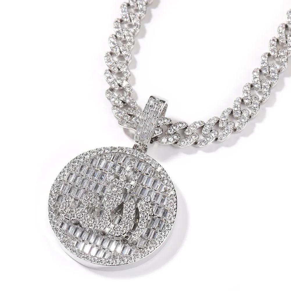 Collier avec pendentif rond symbole Hip Hop, bijoux plaqués or véritable, cadeau cool pour hommes_voghion.com