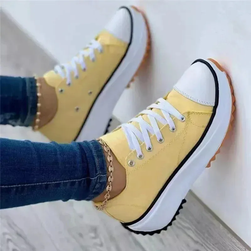 Spring New Low-cut Single Shoes For Women, Thick-soled Canvas Shoes, Available Now, Platform Soles, Large Sizes For Women, Sizes 35-43_voghion.com
