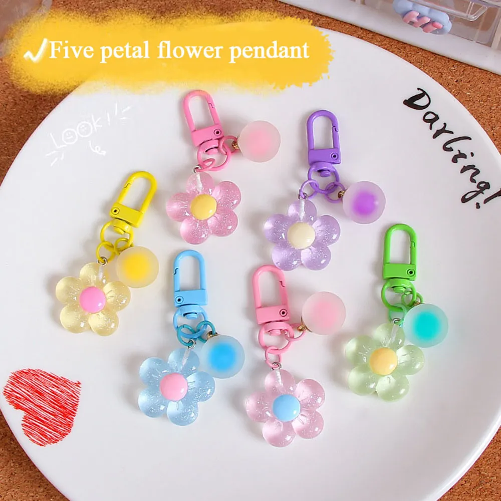 6Pcs Bunte Harz Blume INS Schlüsselanhänger Koreanischen Stil Niedliche Tasche Schlüsselanhänger Großhandel Auto Schlüssel Zubehör_voghion.com