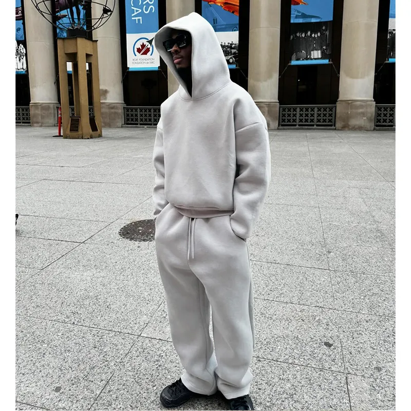 Men's Tracksuits 2025 American Winter Couple Hoodies 2 Piece Sets Loose Coats Drawstring Pants Vintage Y2K Men_voghion.com