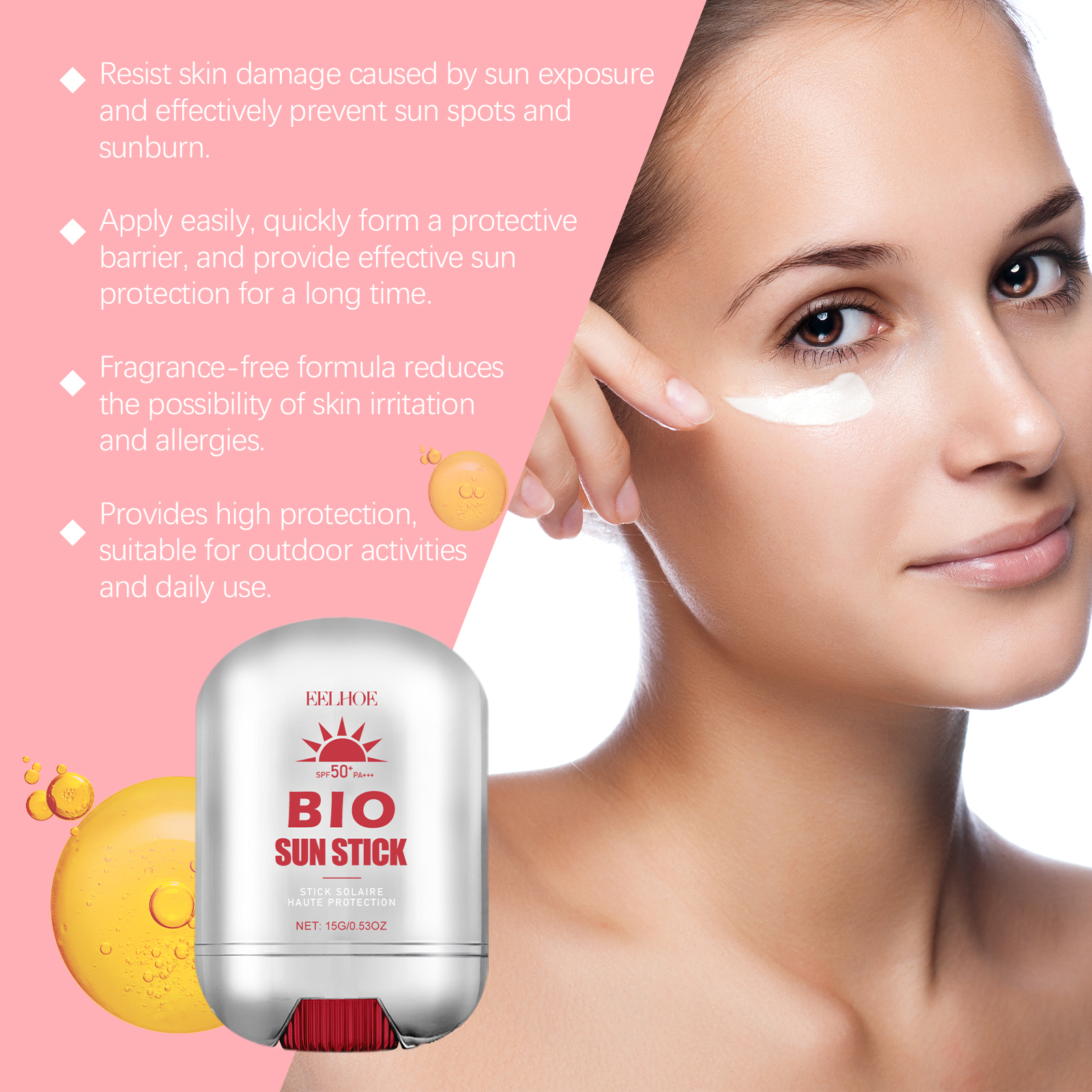 EELHOE Protection Stick, Summer Outdoor Sun Protection Spf50 Body Skin Moisturizing And Moisturizing Care Stick_voghion.com