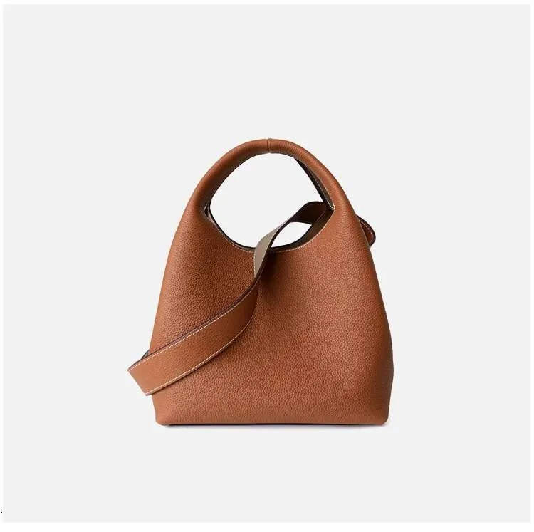 Small Real Leather Crossbody Bag, Versatile Designer Bucket Bag_voghion.com