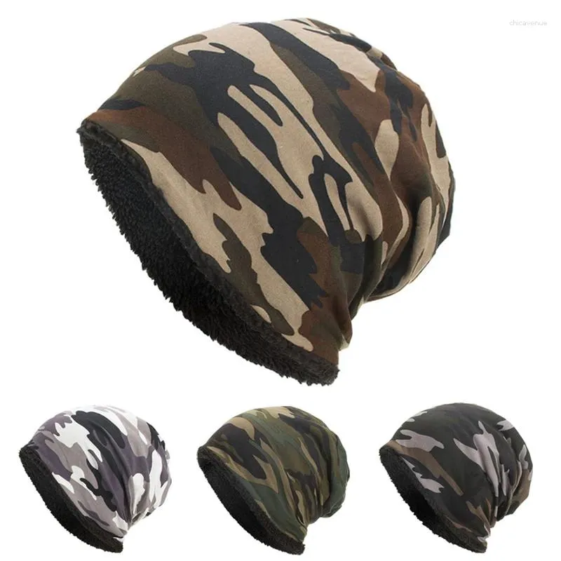 Berets Stylish Outdoor Cap Balaclava For Men And Women Camouflage Cotton Plus Veet Hat Warm Autumn Winter Bike_voghion.com