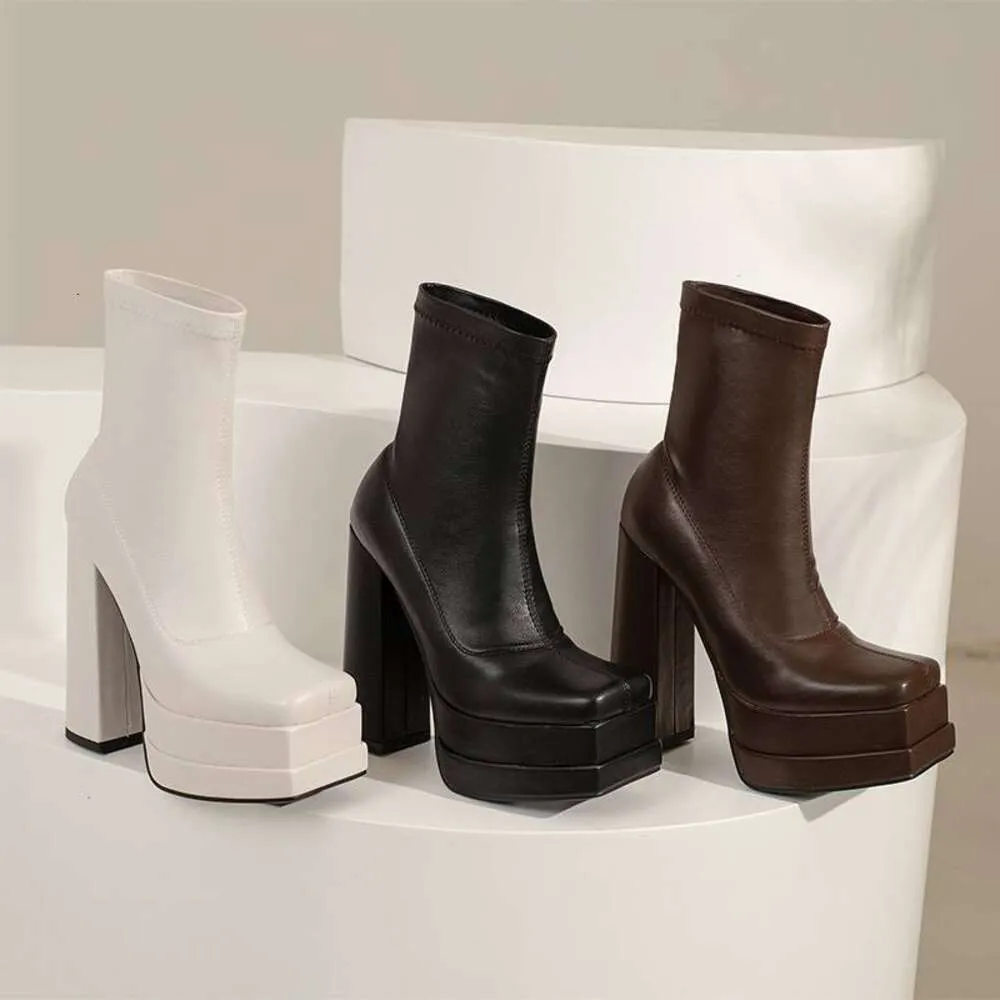 Brandneue Herbst-Winter-mittlere Wadenstiefel Punk Goth klobige Plattform High Heels Motorrad lange Booty Damenschuhe große Größe_voghion.com