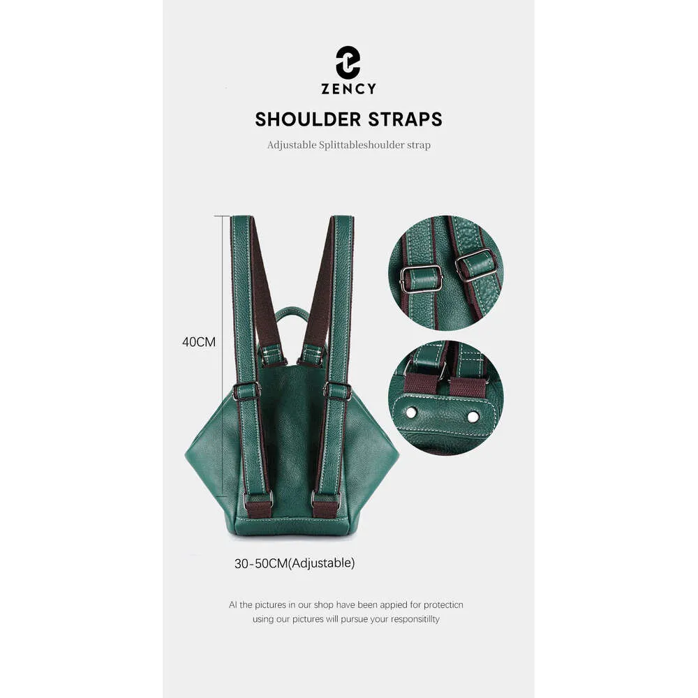 Sac à dos transformable en cuir véritable pour femme Zency 2024 Sac à bandoulière design Rucack Grandes poches pour voyage_voghion.com