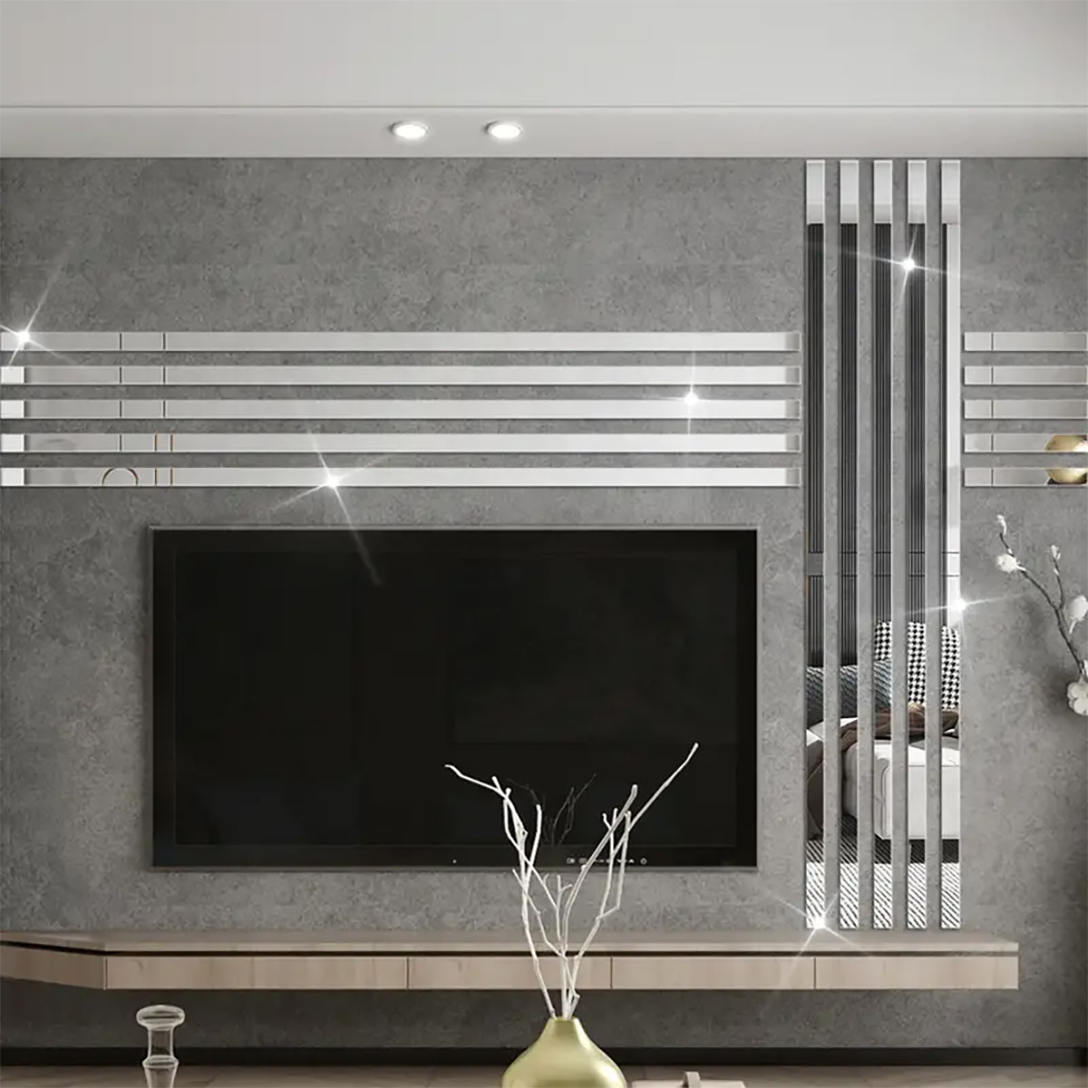 Autocollants muraux miroir stéréo en acrylique, bande décorative, pour salon, chambre à coucher, fond de télévision, autocollants imperméables auto-adhésifs