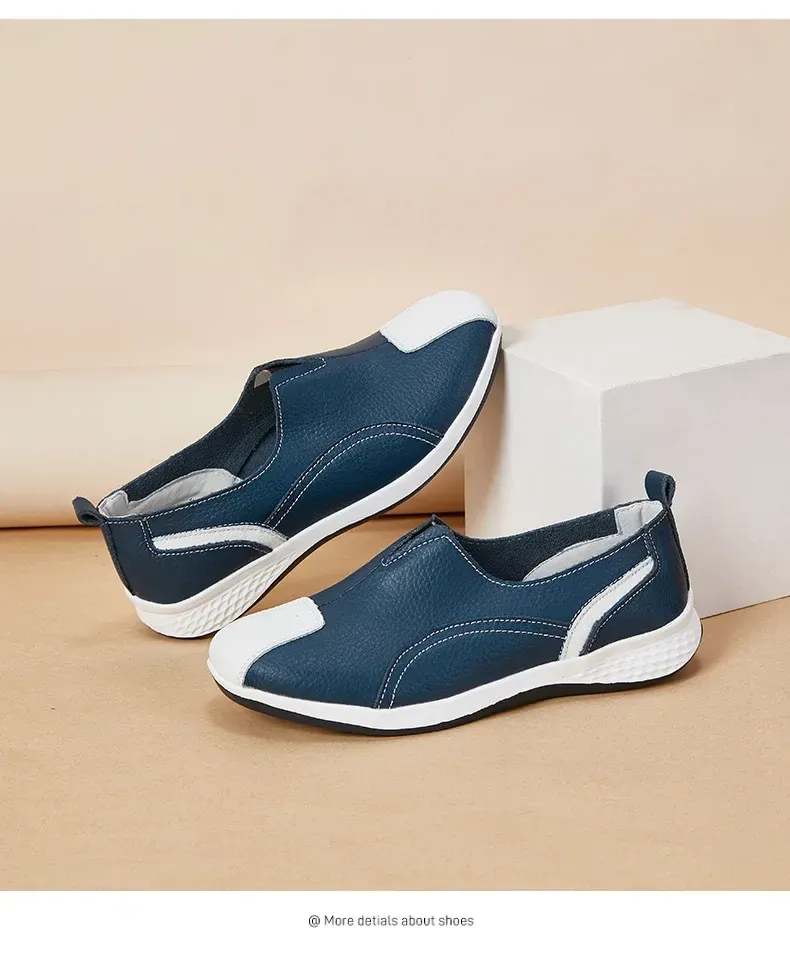 Genuine Leather Women 2024 Spring Autumn Slip-on Casual Flats Woman Fashion Loafer Ladies Shoes atos Mujer_voghion.com