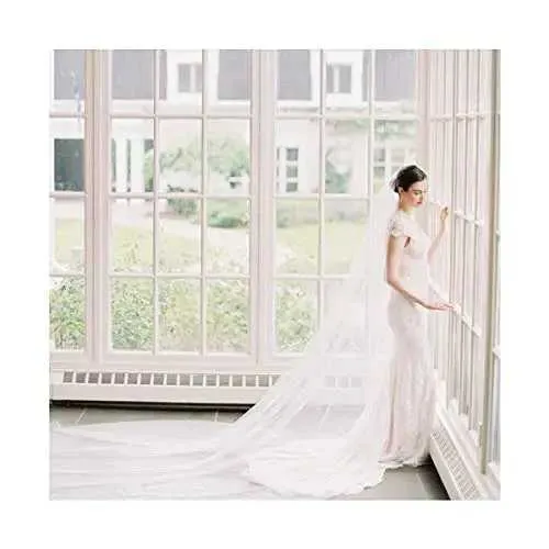 Bijoux de mariage mariée longue cathédrale longueur voile souple mariée cheveux robe avec peigne 2T 118 pouces pour femmes et_voghion.com