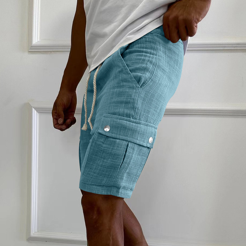 Men's Cargo Summer Trendy Casual Slim Fit Drawstring Thin Five-Point Shorts_voghion.com