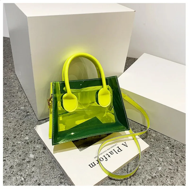 Mode PVC Zipfel Frauen Transparente Handtasche Dame Telefon Geldbörse Sommer Strand Klare Umhängetaschen 240826_voghion.com
