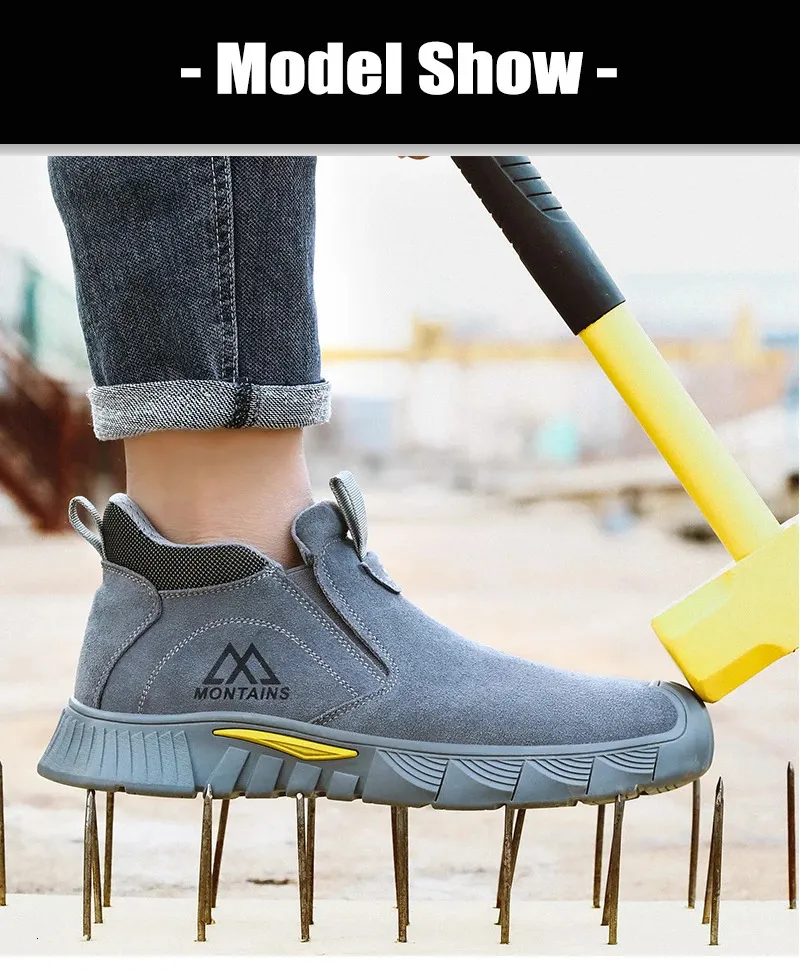 Chaussures de sécurité pour hommes avec perforations et semelles en acier renforcées, légères et antidérapantes, bottes pour hommes 250402_voghion.com