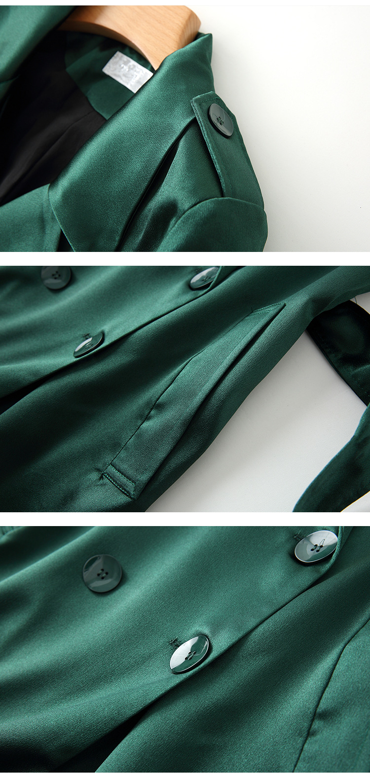 Damen Temperament Trenchcoat Anzug Kragen Taille Acetat Trenchcoat 2958_voghion.com
