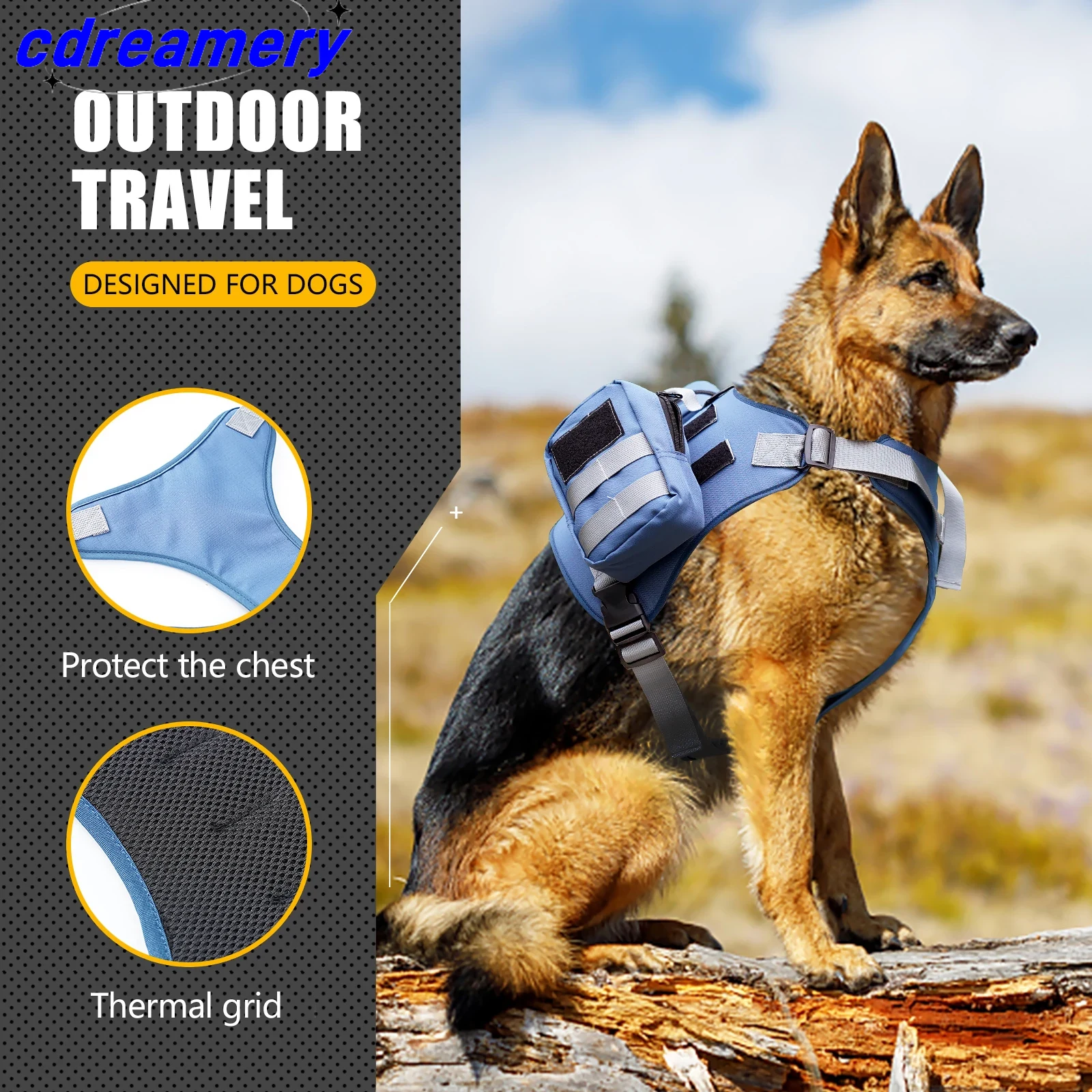 Tactical Dog Harness Military Large Dog Harness And Leash Set Adjustable Harness Oxford Cloth Training Walking Dogs Accessories_voghion.com