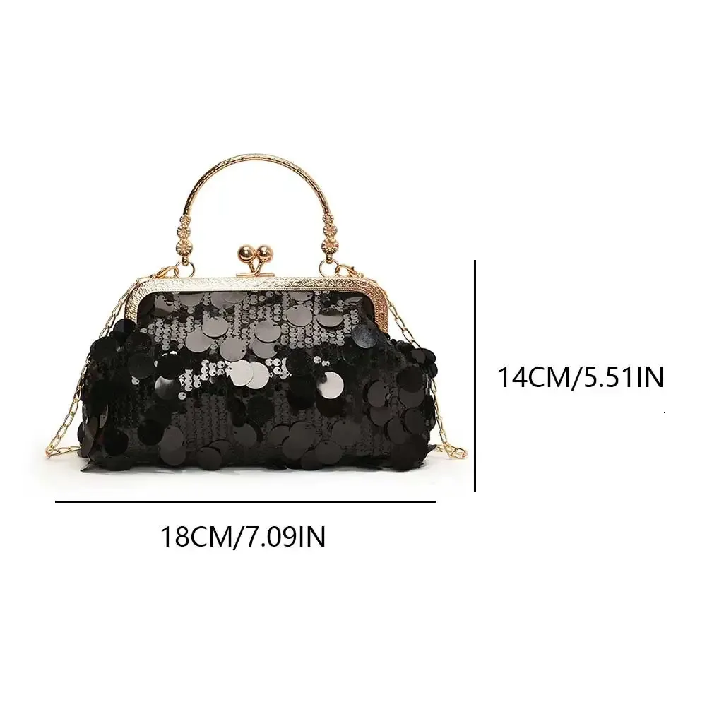 Paillettes Pochette Moda Sera Borse Catena Tracolla Bg Borsa a Tracolla Grande Capacità Manico Superiore Borsa per Festa di Nozze 241212_voghion.com