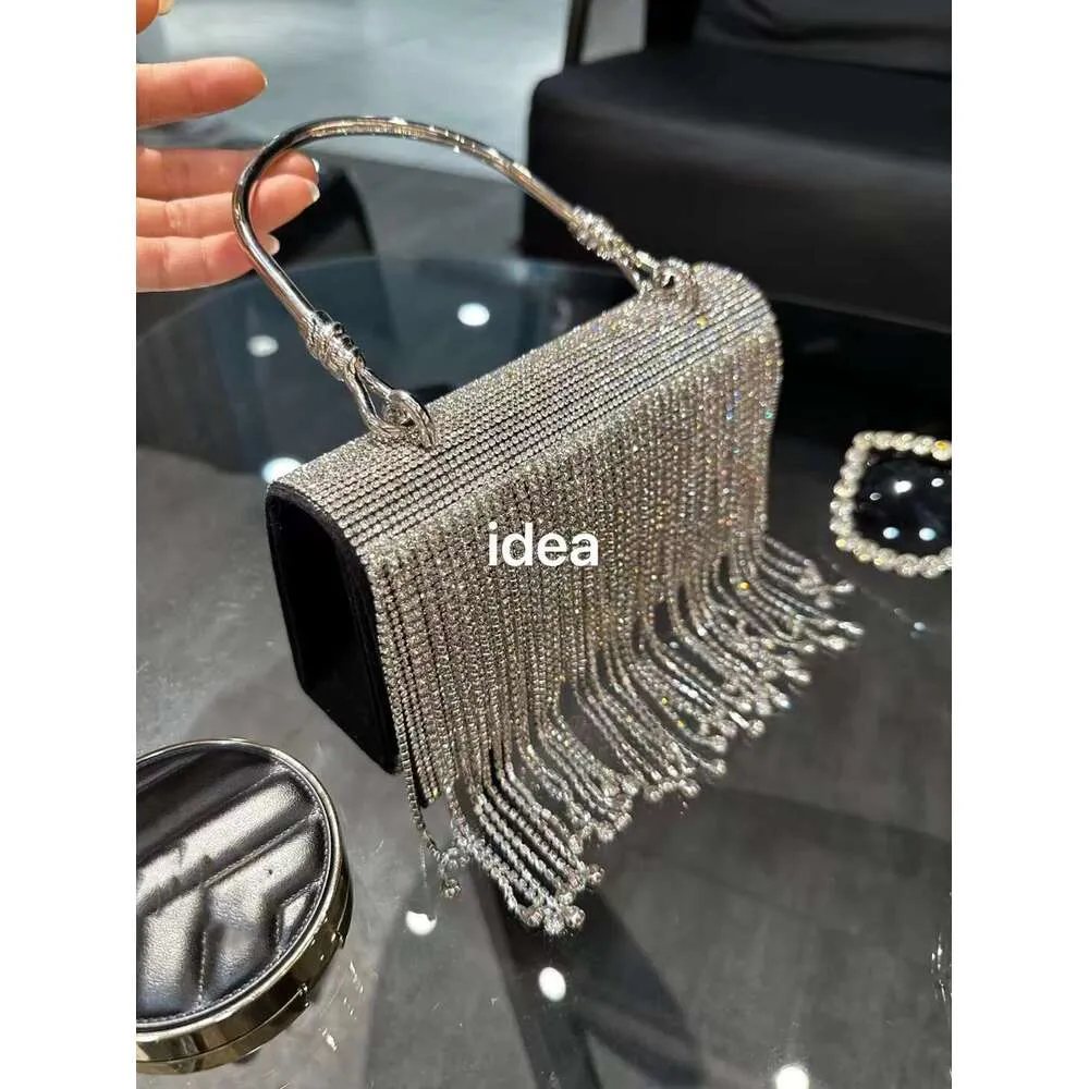 Long Tassel Glitter Shiny Rhie Dias Evening Wedding Party Clutch Purse Women Handbag Messenger Bag_voghion.com