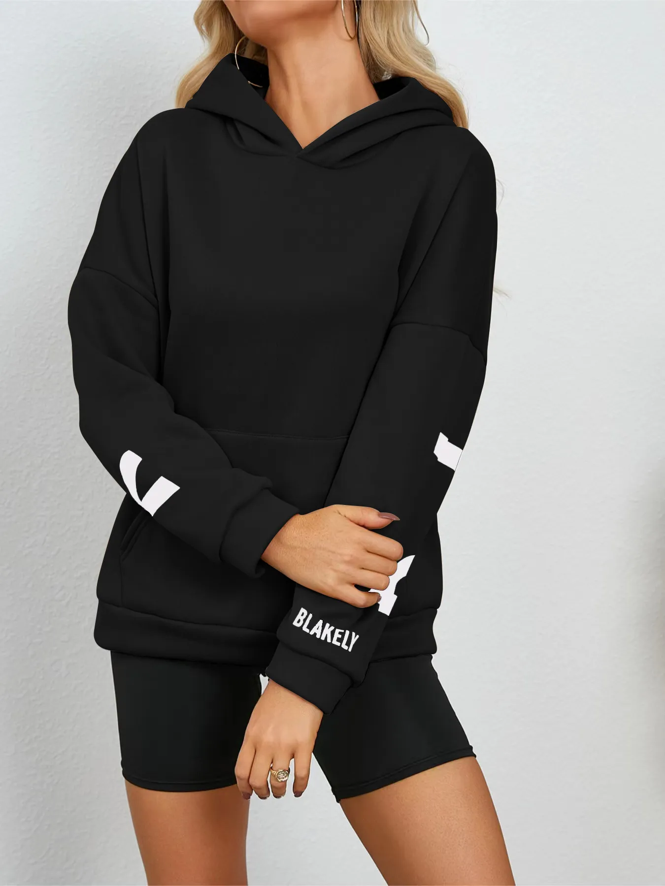 Oversized Women's Hoodie Long Sleeve Pullover Letter Print Top_voghion.com