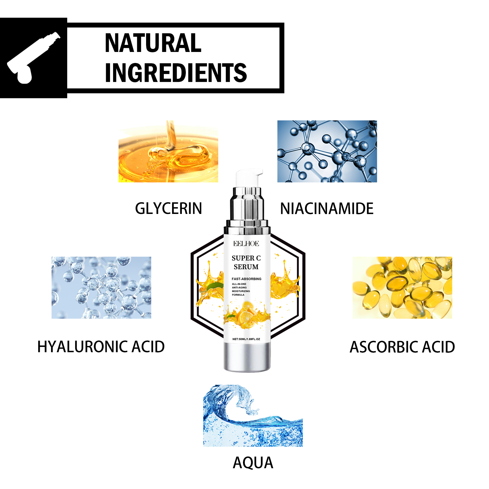 EELHOE Super C Serum, Refresh The White Skin Hydrating Moisture Soft Delicate Skin Essence_voghion.com