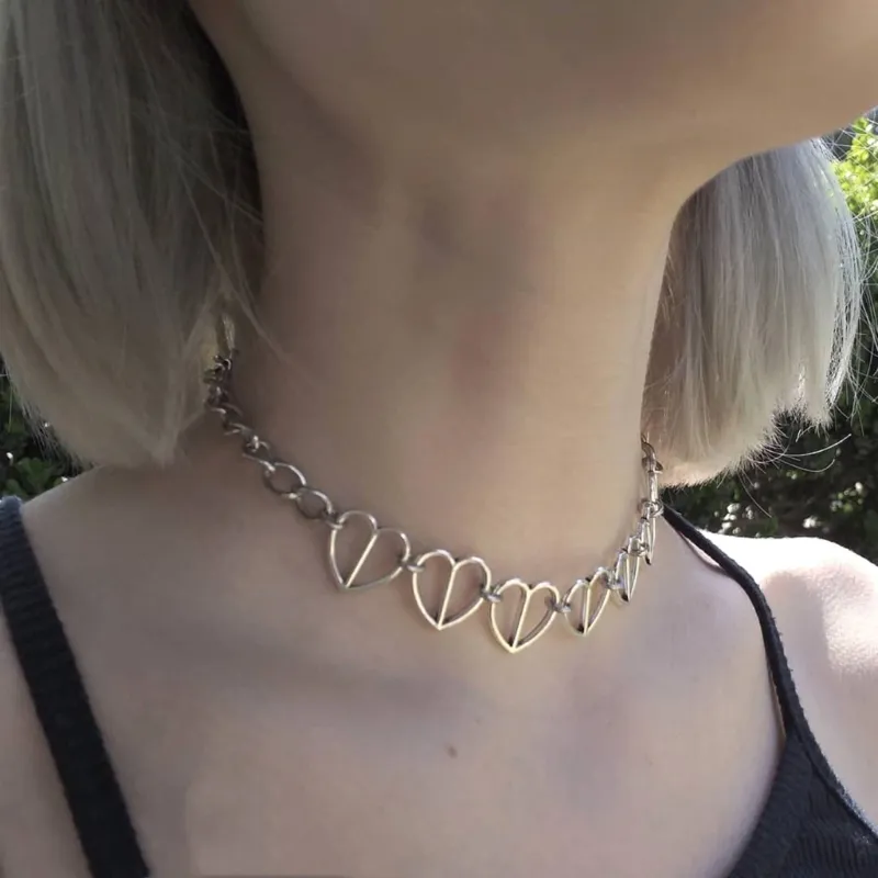 Colier cu inimă goală pentru femei, stil Choker, cadou pentru iubita, bijuterii, lanț, guler_voghion.com