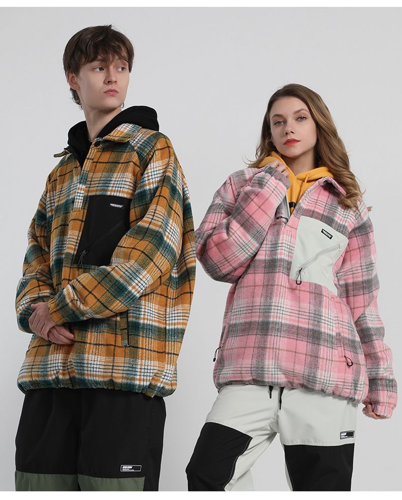 New winter wear men's snowboard double board warm plaid shirt women's ski hoodie couple_voghion.com