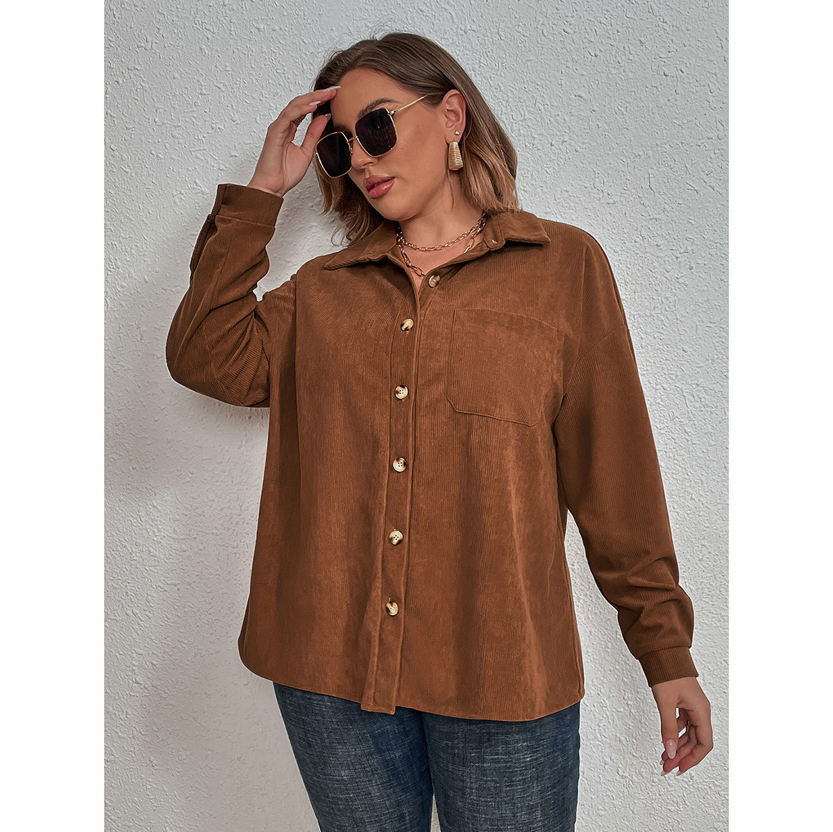 Women's large size women's clothing long-sleeved shirt for women_voghion.com